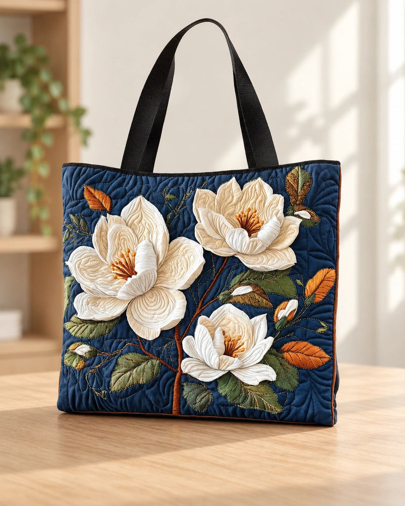 Elegantti magnolia – tikattu laukku